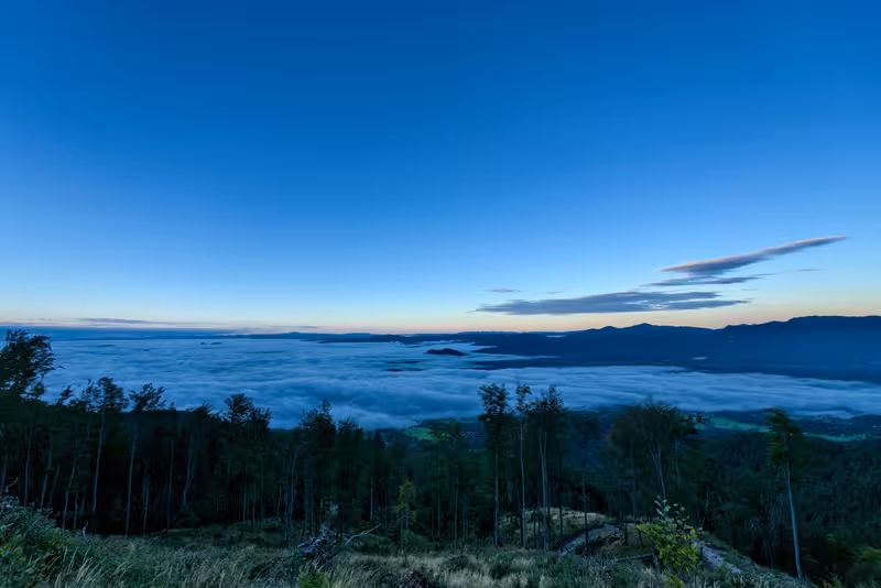 The blanket of clouds in the Ljubljana valley.